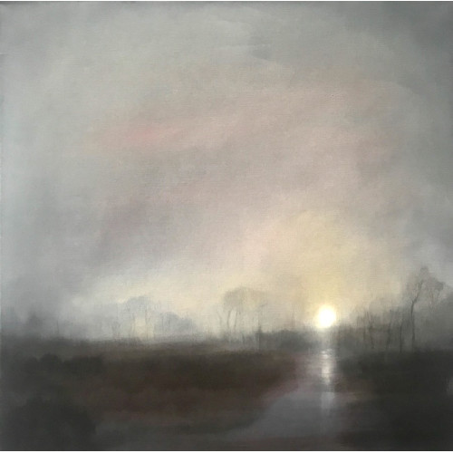 Foggy Scrubland, oil on canvas, 61 x 61cm