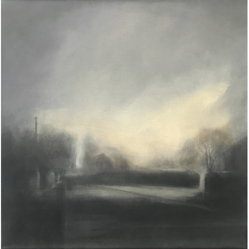 Misty Morning Surburia, oil on canvas, 50 x 50cm
