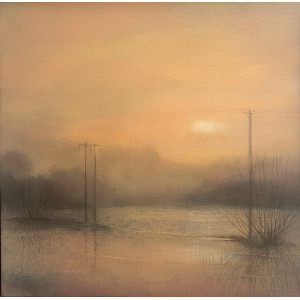 Flooded Field Sunset, oil on canvas, 30.5 x 30.5cm