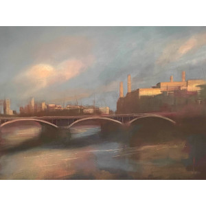  Battersea Power Station from Chelsea Bridge, oil on canvas, 46 x 61cm
