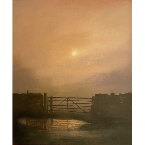 Field Gate, January, oil on canvas board,  60.5 x 50.5cm