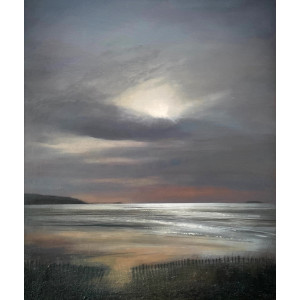 he Old Pier from Sand Bay, oil on canvas board, 60.5 x 50.5cm