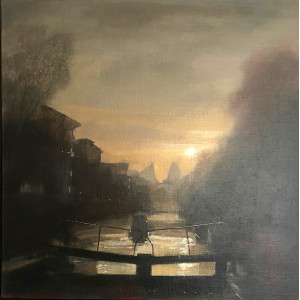 Hertford Union Canel, oil on linen board, 30 x 30cm
