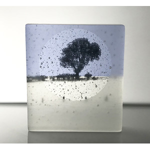 Frosted Lone Tree, neo lavender shift & black, mini cast, 9x8cm