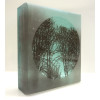 Frosted Treescape, light aqua & sepia, mini cast 9x8cm