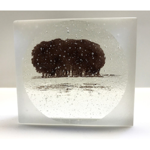 Frosted Copse, sepia and clear mini cast, 8 x9cm