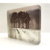 Frosted plouged field, dusky pink & sepia, mini cast 8x8cm