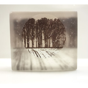 Frosted plouged field, dusky pink & sepia, mini cast 8x8cm