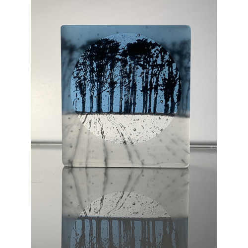 Ploughed Field, frosted sea blue & black, mini cast, 9x8