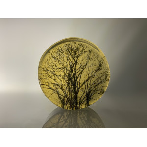 Oak Branches, black, opaline & light amber round cast, 12.5 x 4cm approx