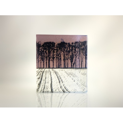 Ploughed Field, black, opaline, plum mini cast, 9 x 8cm