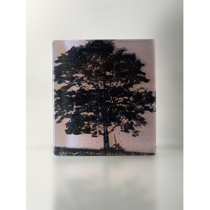 Ash Tree, blak, opaline, light plum glass, 9 x 8cm
