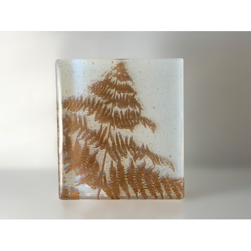 Fern, sepia with opal and clear, mini cast, 9x 8cm