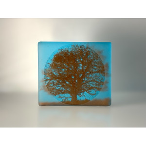 Old Oak, sepia with turquoise frosted mini cast, 8x9cm