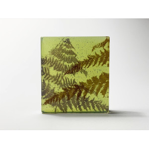 Overlapping Ferns, sepia, fern green & opaline mini, 9x8cm