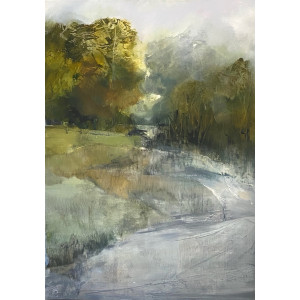 Winter walk, Cotswolds, oil on panel, 84 x 59cm