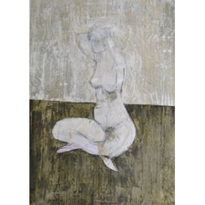 Seated nude 1, oil on paper, 84.1 x 59.4cm