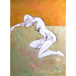 Resting Nude, oil on paper, 84.1 x 59.4cm