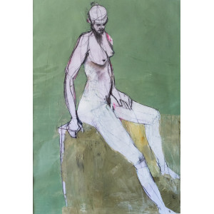 Seated Woman, oil on paper, 84.1 x 59.4cm
