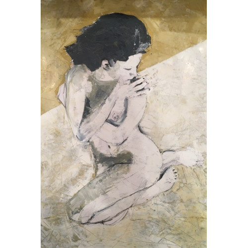 Curled Nude, oil on paper, 84.1 x 59.4cm