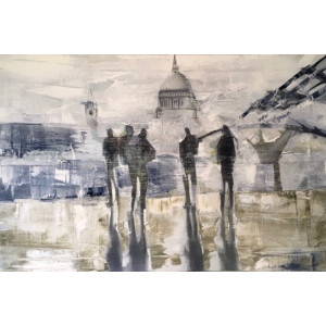 Social Distancing, Millenium Bridge, oil on canvas, 40x60cm