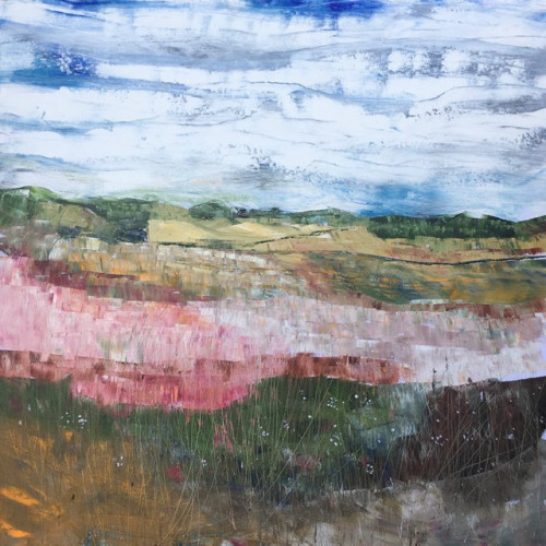 Towards Cleeve Common, oil on canvas, 60 x 60cm