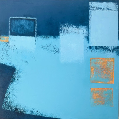 Portside, oil and cold wax on board, 50 x 50cm