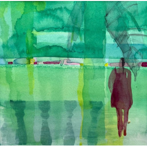 From my Balcony, watercolour on paper, 14.5 x 14.5cm