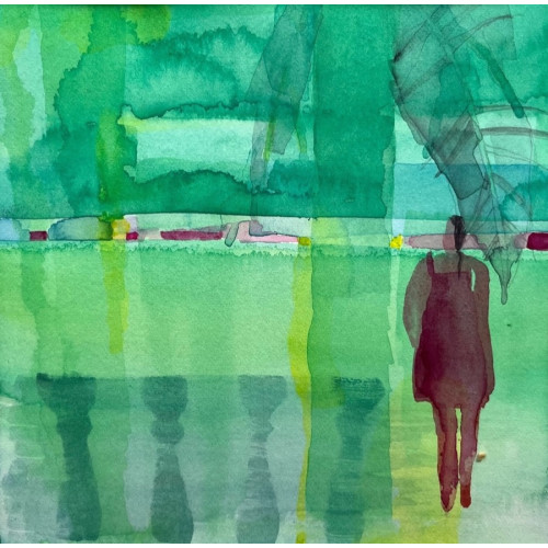 From my Balcony, watercolour on paper, 14.5 x 14.5cm