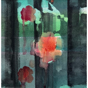 A Canal,  watercolour on paper, 15 x 15cm