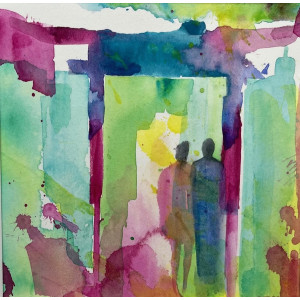 Torri Gate 2, watercolour on paper, 15 x 15cm