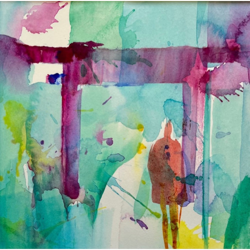 Torri Gate 1, watercolour on paper, 15 x 15cm