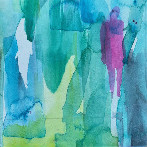 Solitary, watercolour on paper, 10 x 15cm