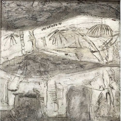 Fossils in the Stone II, Purbeck, oil on board, 23 x 23cm