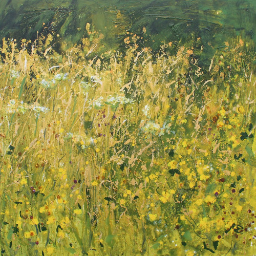 Meadow Evening, mixed media on canvas, 100 x 100cm