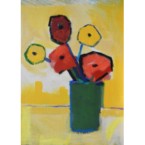 Poppies, acrylic on canvas board, 35 x 25cm