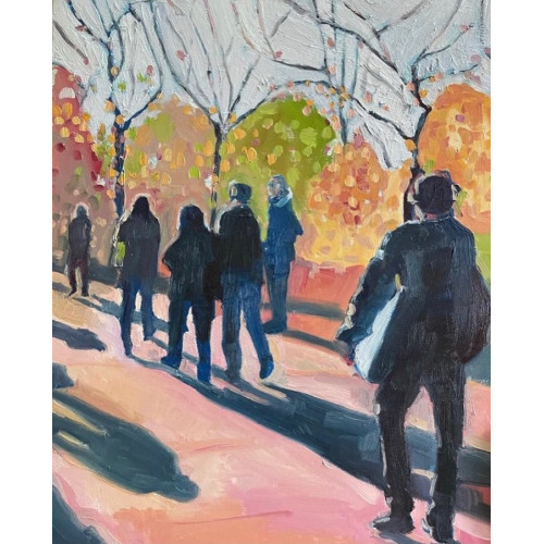Crossing the Park, oil on canvas, 50 x 40cm