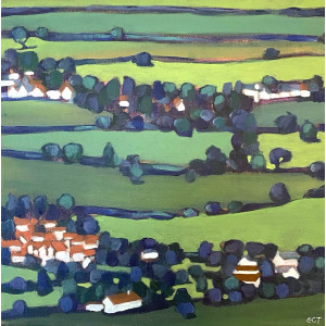 Across the Severn Vale, acrylic on canvas, 30 x 30cm