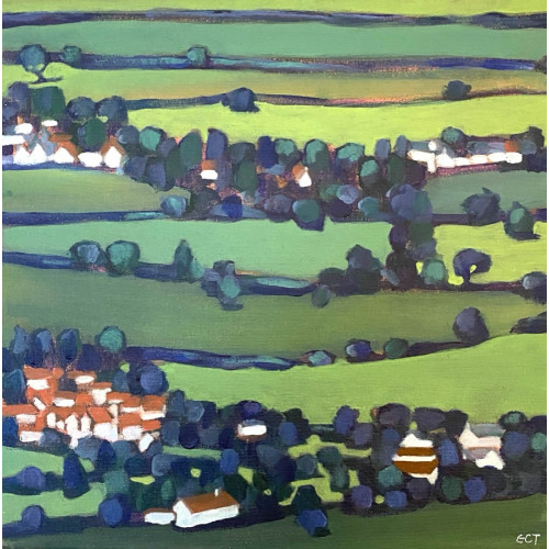 Across the Severn Vale, acrylic on canvas, 30 x 30cm