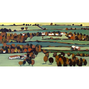 From Leckhampton Hill (Autumn), acrylic on canvas,  30 x 60cm