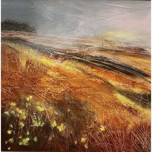 Alone on the Moor, mixed media on board, 29 x 29cm