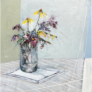 Border Flowers, oil on board, 30 x 30cm