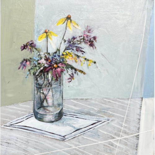 Border Flowers, oil on board, 30 x 30cm