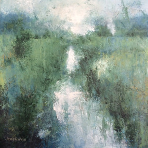 Towards the Light, oil and cold wax on canvas, 95 x 95cm