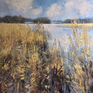 Winter Reeds, oil and cold wax on canvas,  95 x 95cm