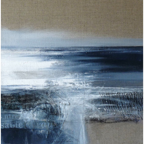 Entre Sable et Eau, acrylic and mixed media on canvas, 30x30cm