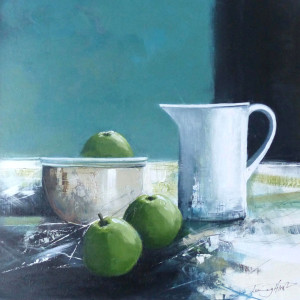 Still life with Bowl and Jug, acrylic on panel, 40 x 40cm