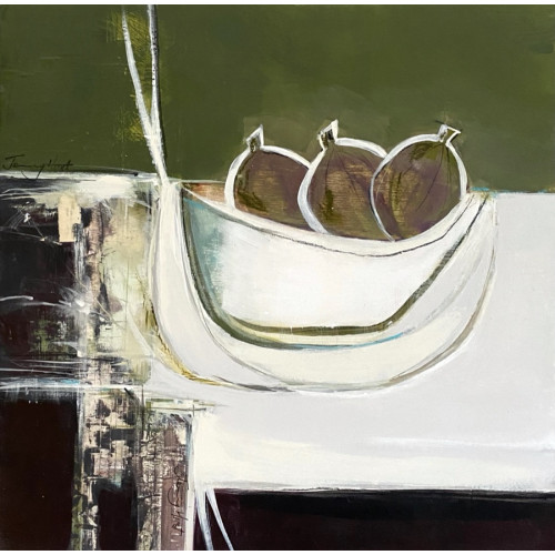 Still life with Bowl of Figs, acrylic on panel , 30 x 30cm	