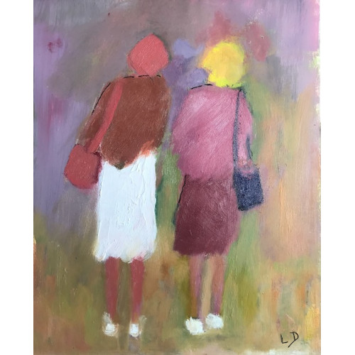 Shopping, oil on board, 25 x 20cm