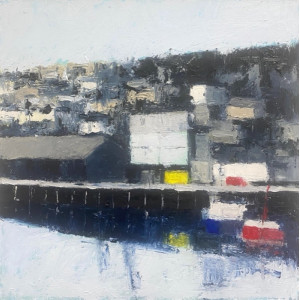 Newlyn Harbour, oil on panel, 40.5 x 40.5cm